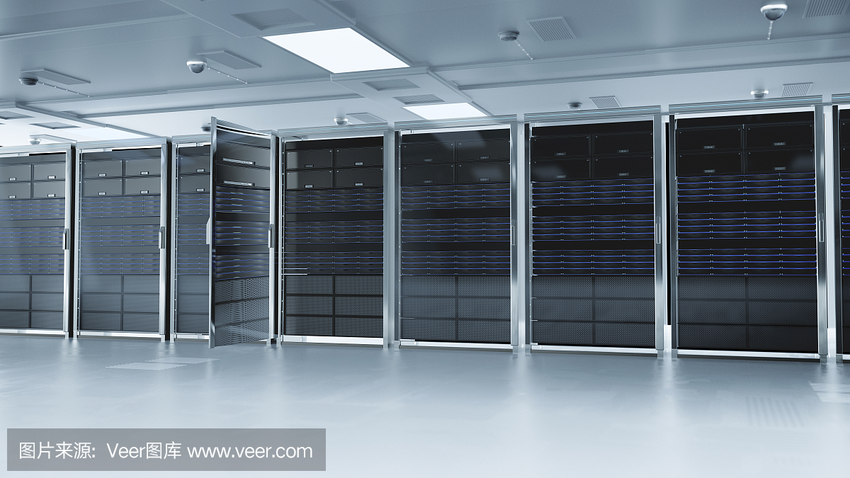 服務器室或服務器計算機。3 d渲染。